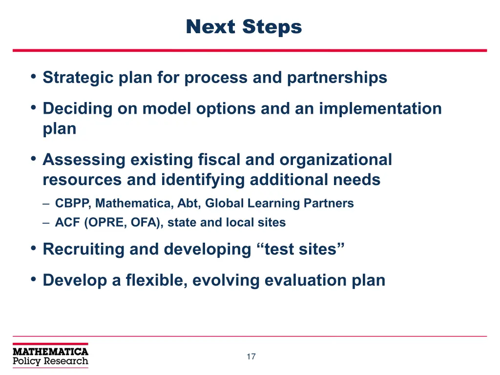 next steps