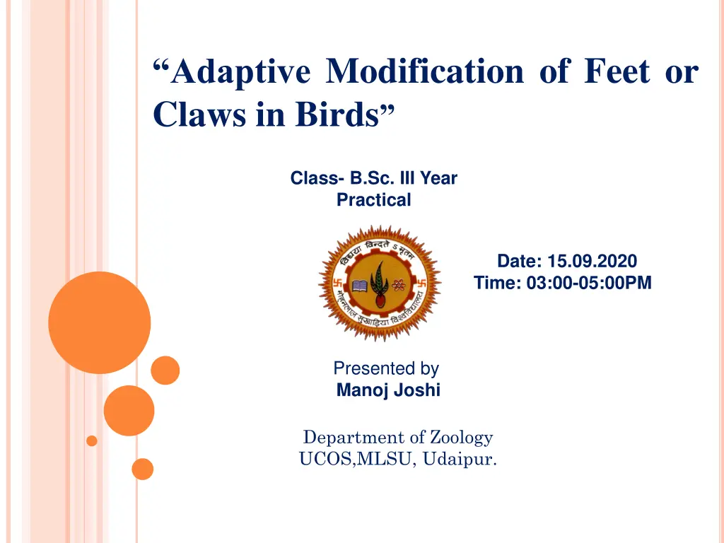 adaptive modification of feet or claws in birds