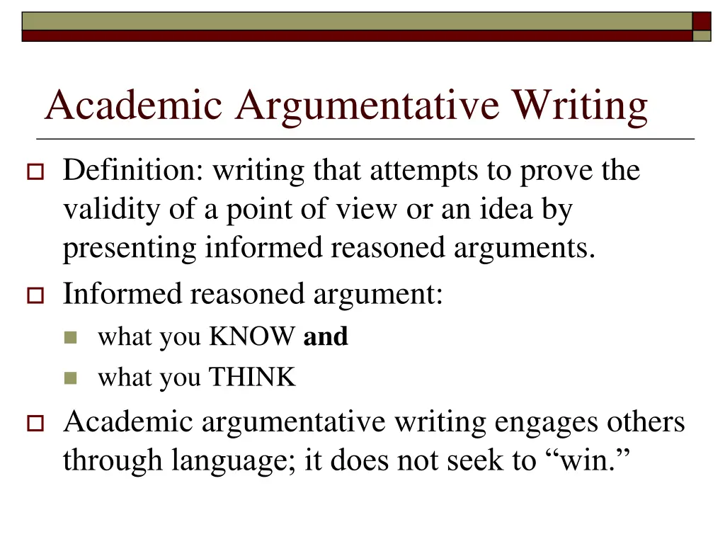 academic argumentative writing
