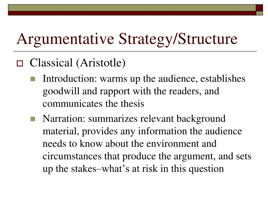 argumentative strategy structure