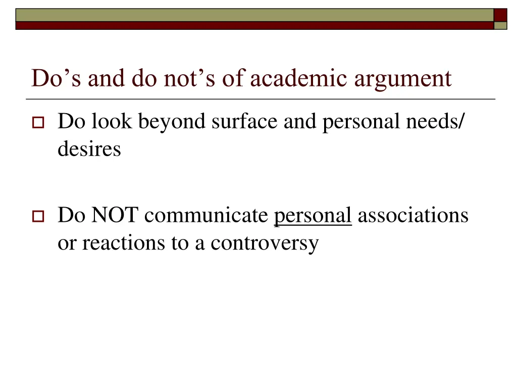do s and do not s of academic argument