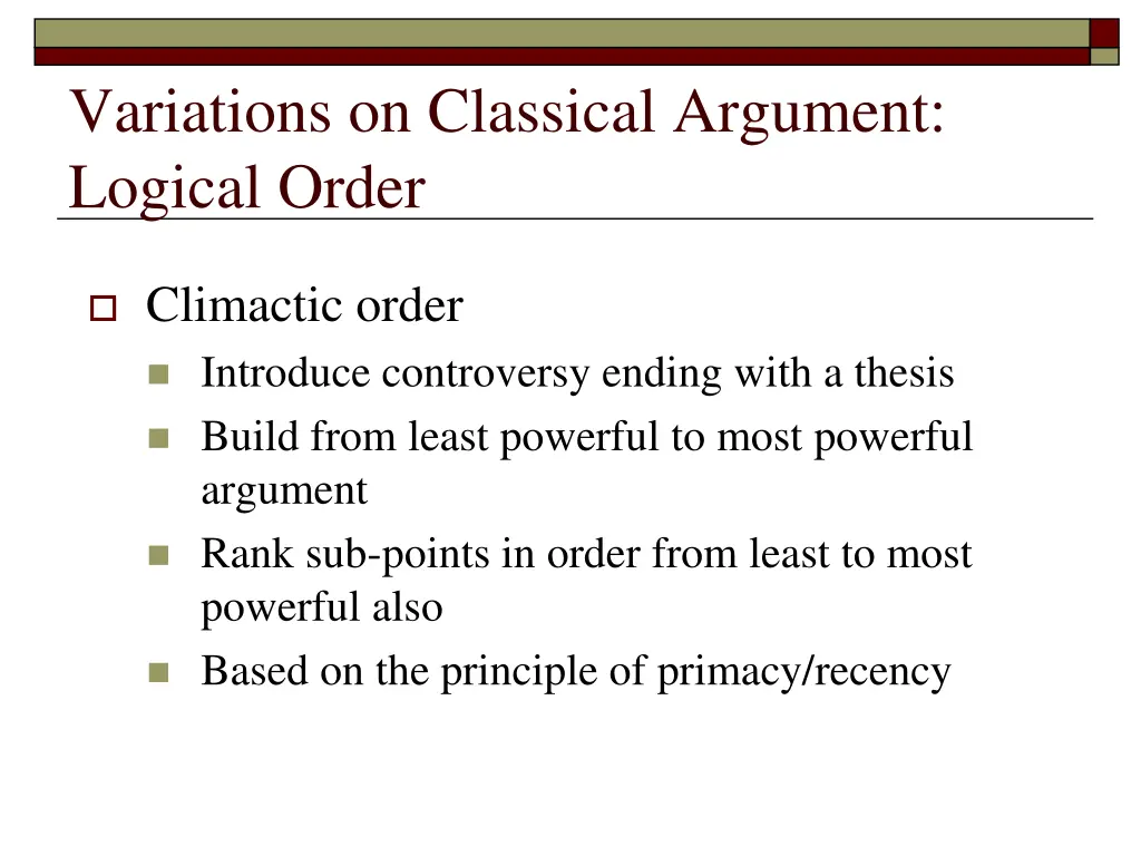 variations on classical argument logical order