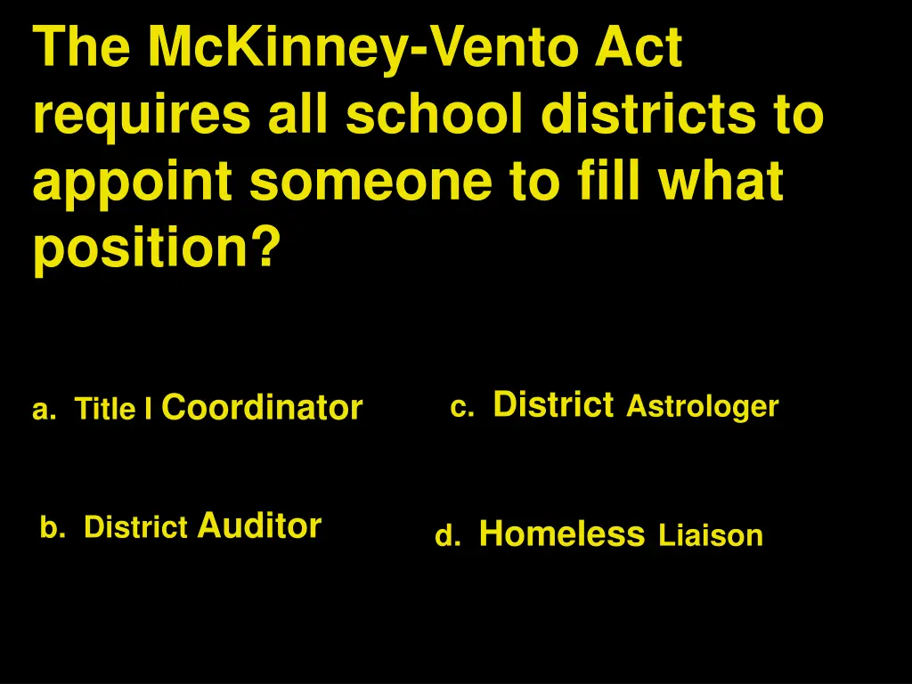 the mckinney vento act requires all school