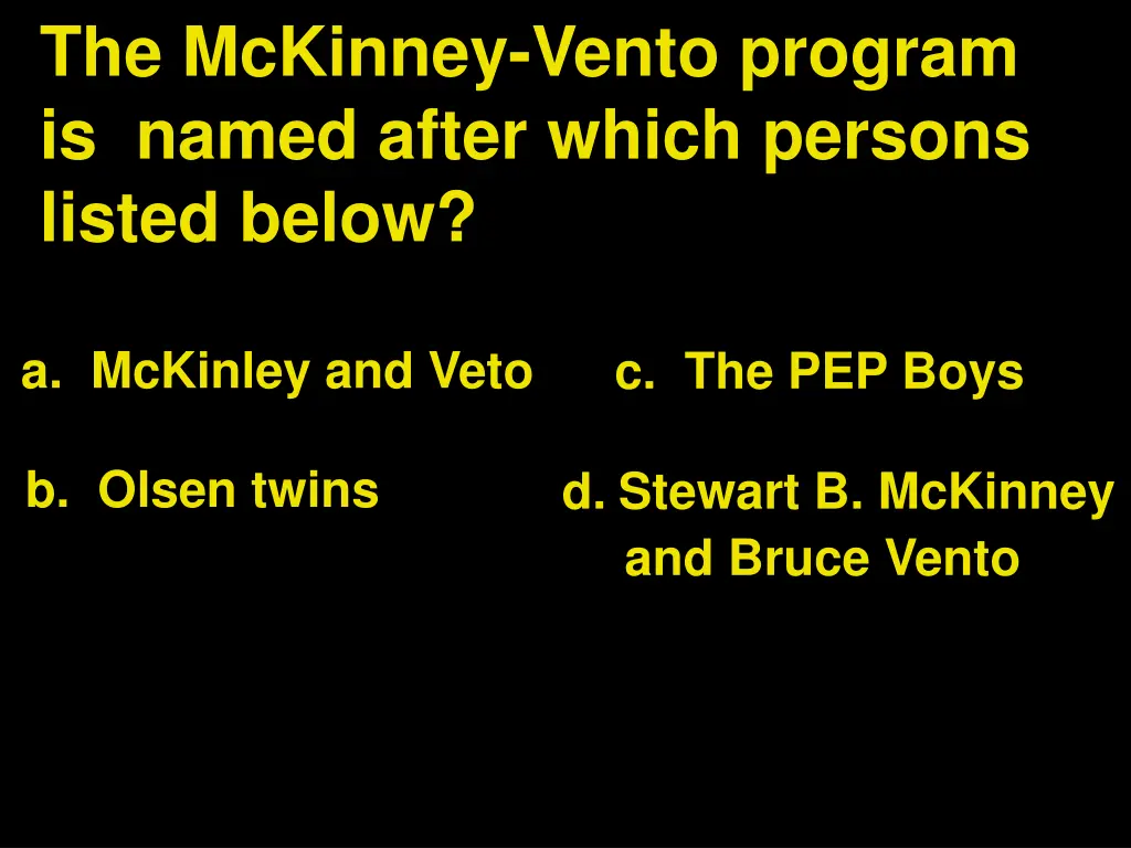 the mckinney vento program is named after which