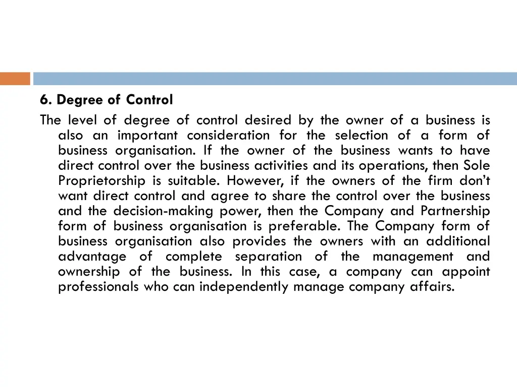 6 degree of control the level of degree