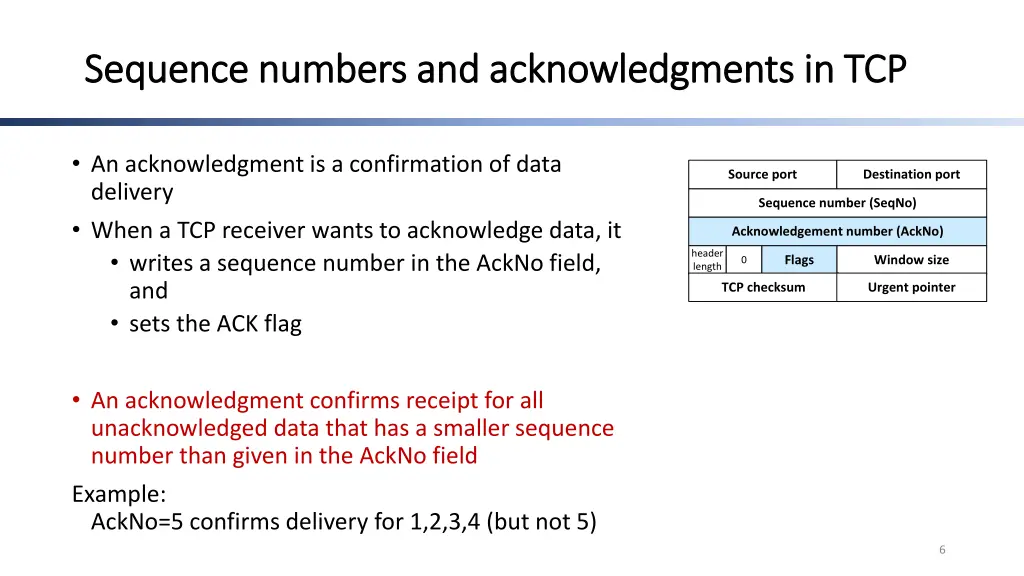 sequence numbers and acknowledgments 1