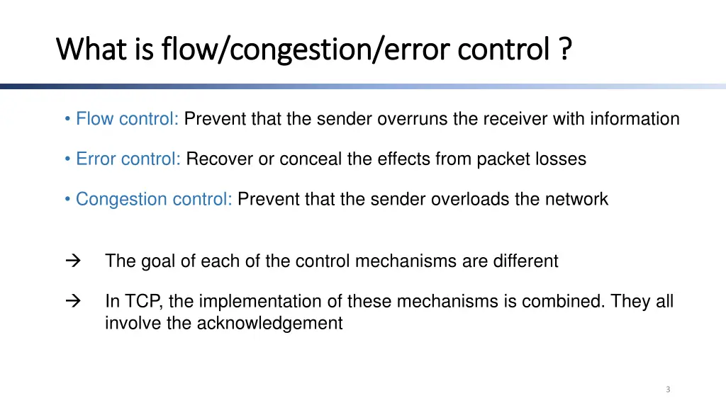what is flow congestion error control what