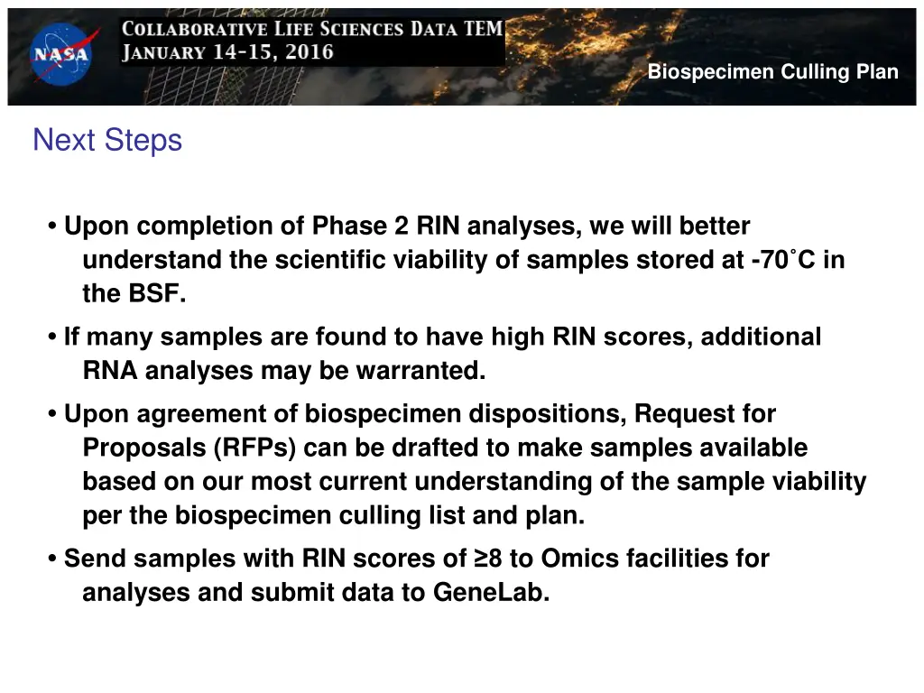 biospecimen culling plan 10