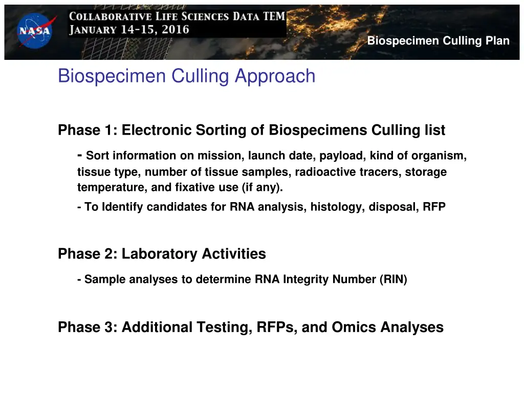 biospecimen culling plan 2