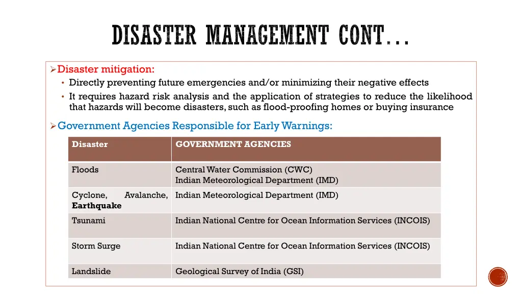 disaster management cont