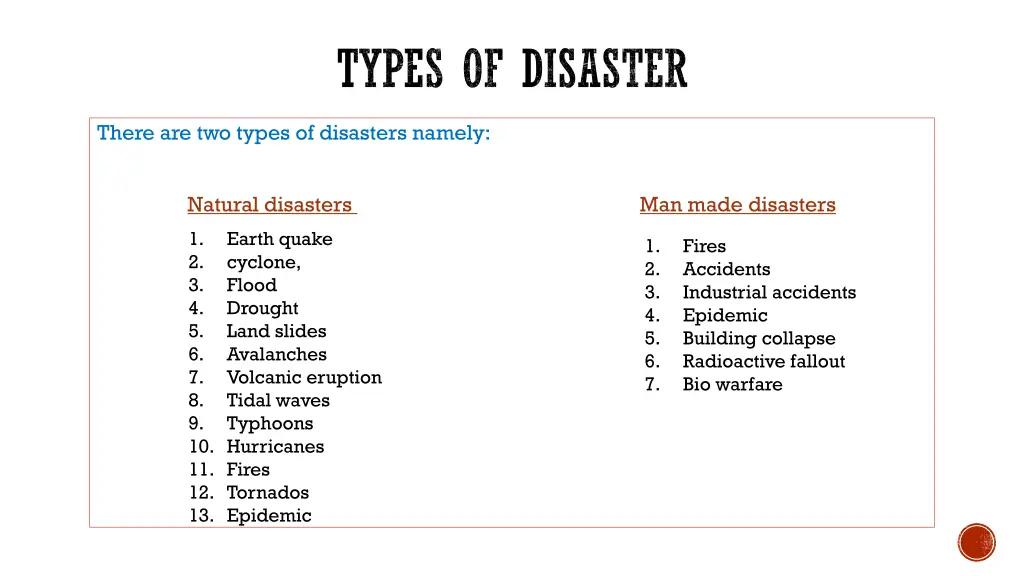 types of disaster