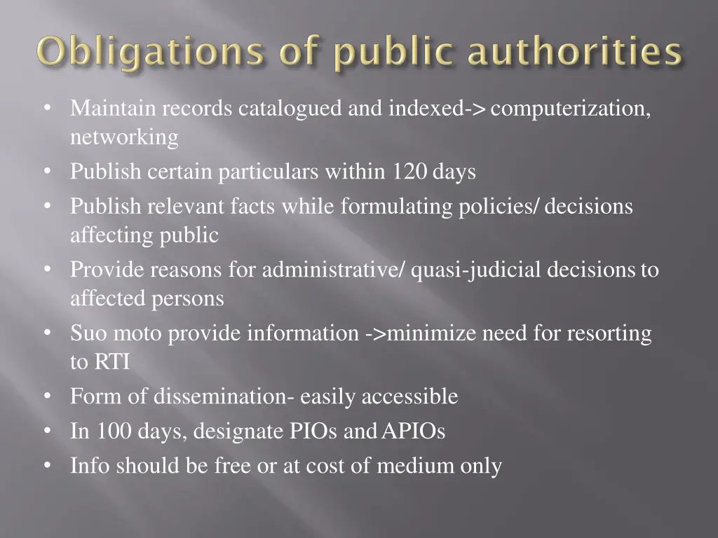 maintain records catalogued and indexed