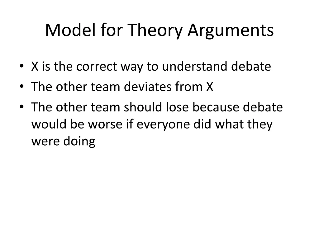 model for theory arguments