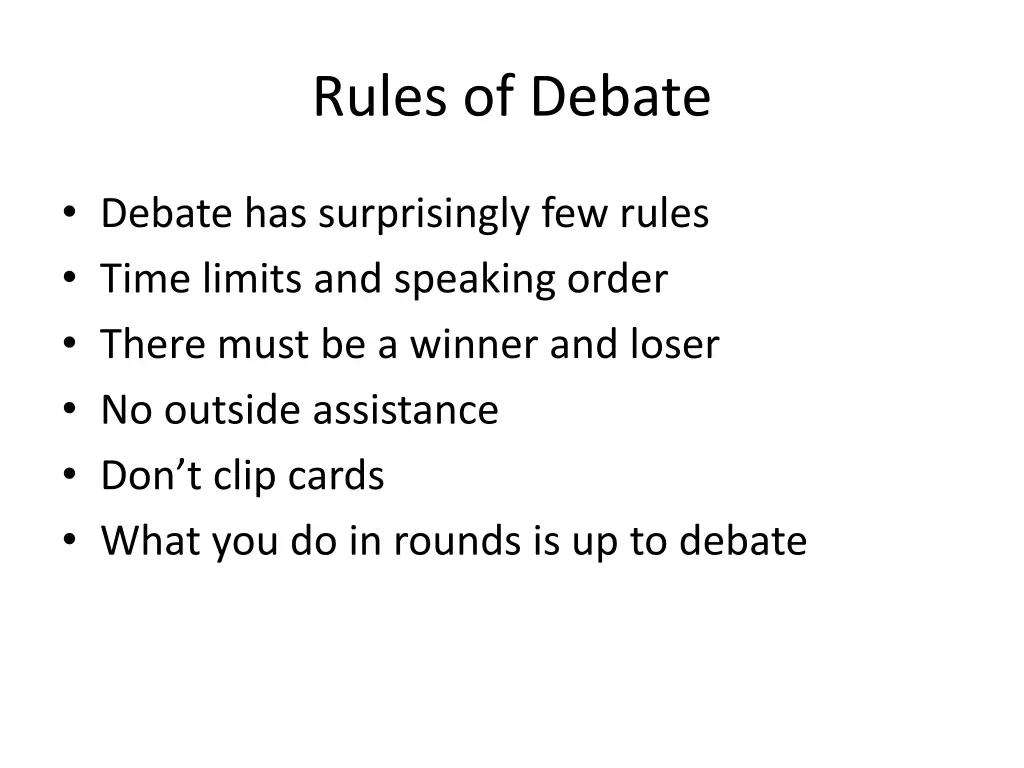 rules of debate