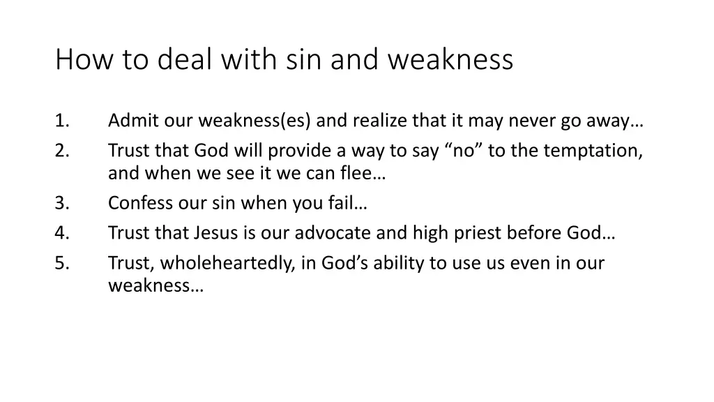 how to deal with sin and weakness