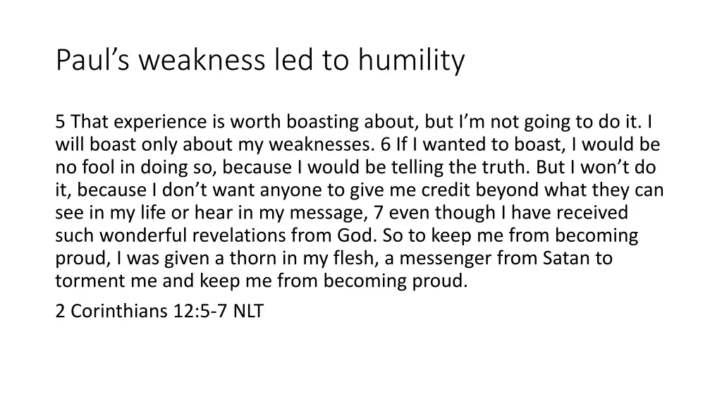 paul s weakness led to humility