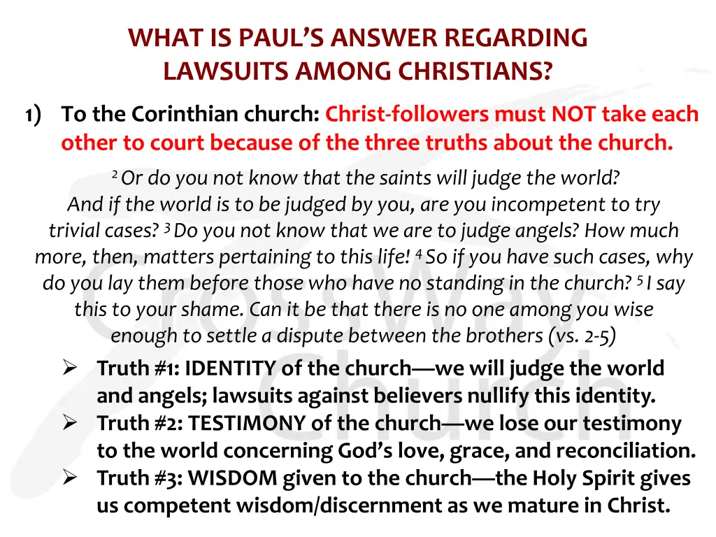 what is paul s answer regarding lawsuits among 1