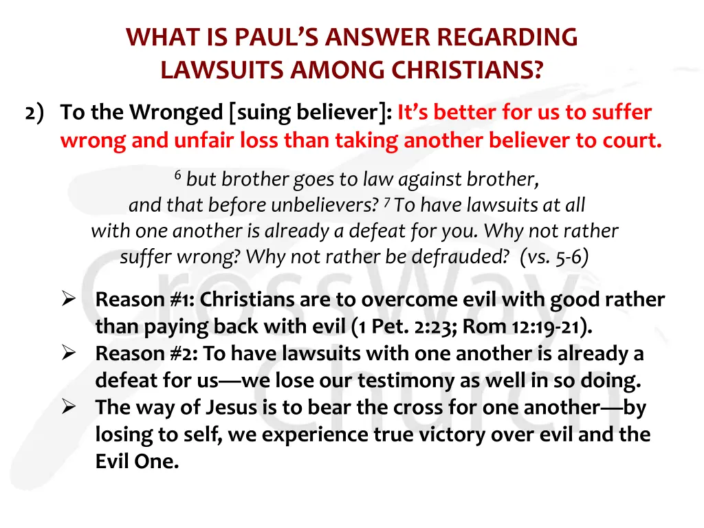 what is paul s answer regarding lawsuits among 2