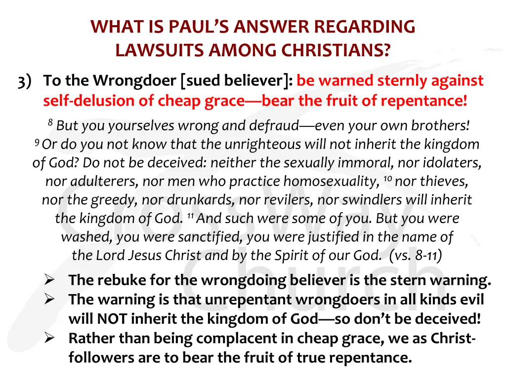 what is paul s answer regarding lawsuits among 3