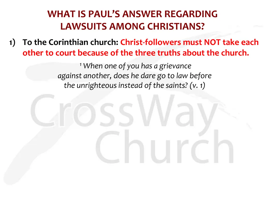 what is paul s answer regarding lawsuits among