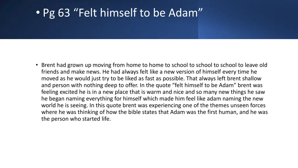 pg 63 felt himself to be adam