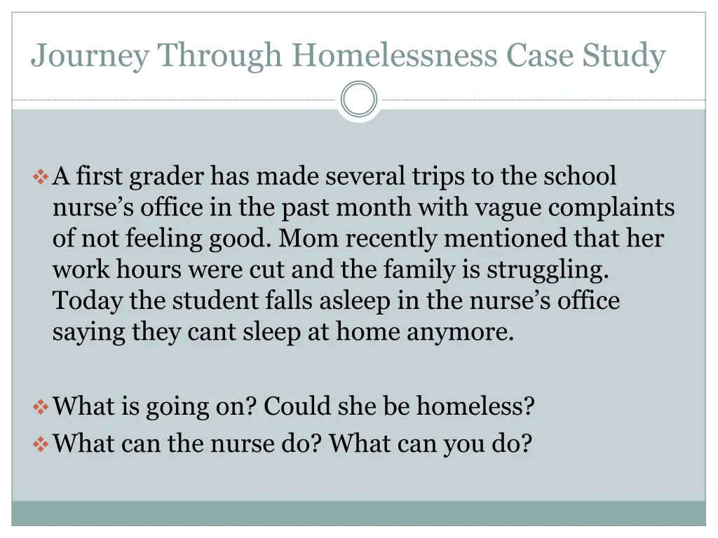 journey through homelessness case study