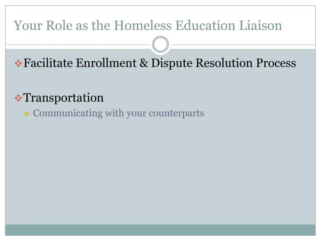 your role as the homeless education liaison