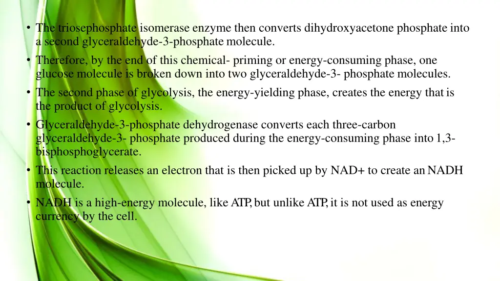the triosephosphate isomerase enzyme then