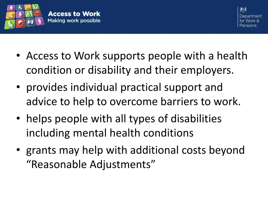 access to work supports people with a health