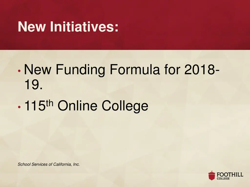 new initiatives