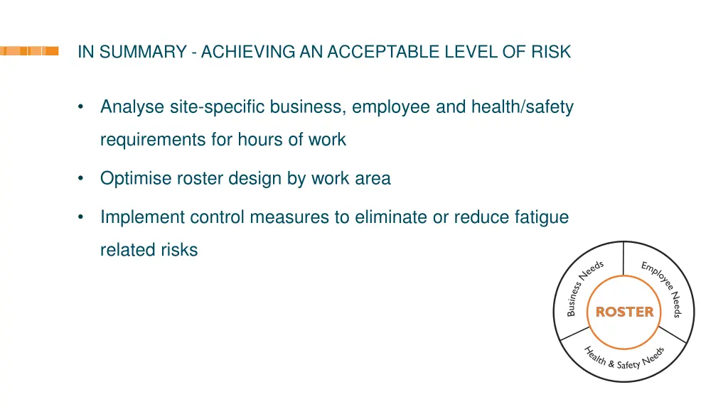 in summary achieving an acceptable level of risk
