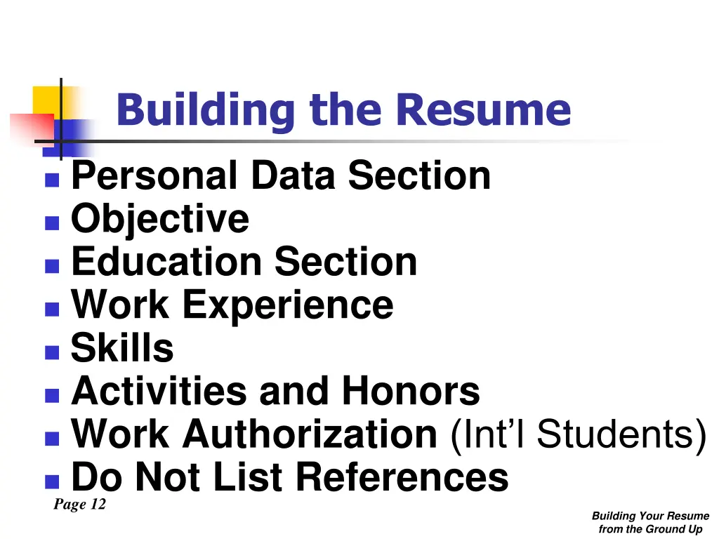 building the resume 1