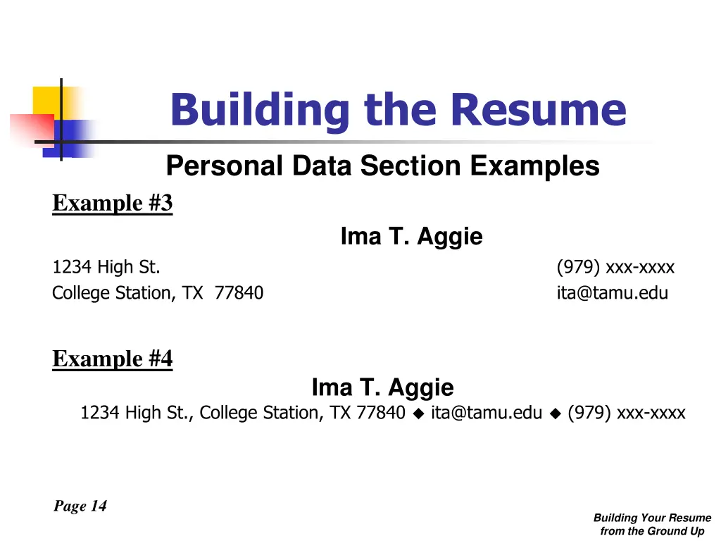 building the resume 3
