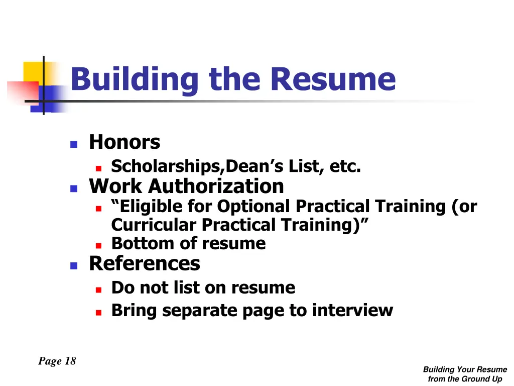 building the resume 6