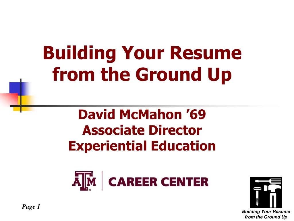 building your resume from the ground up