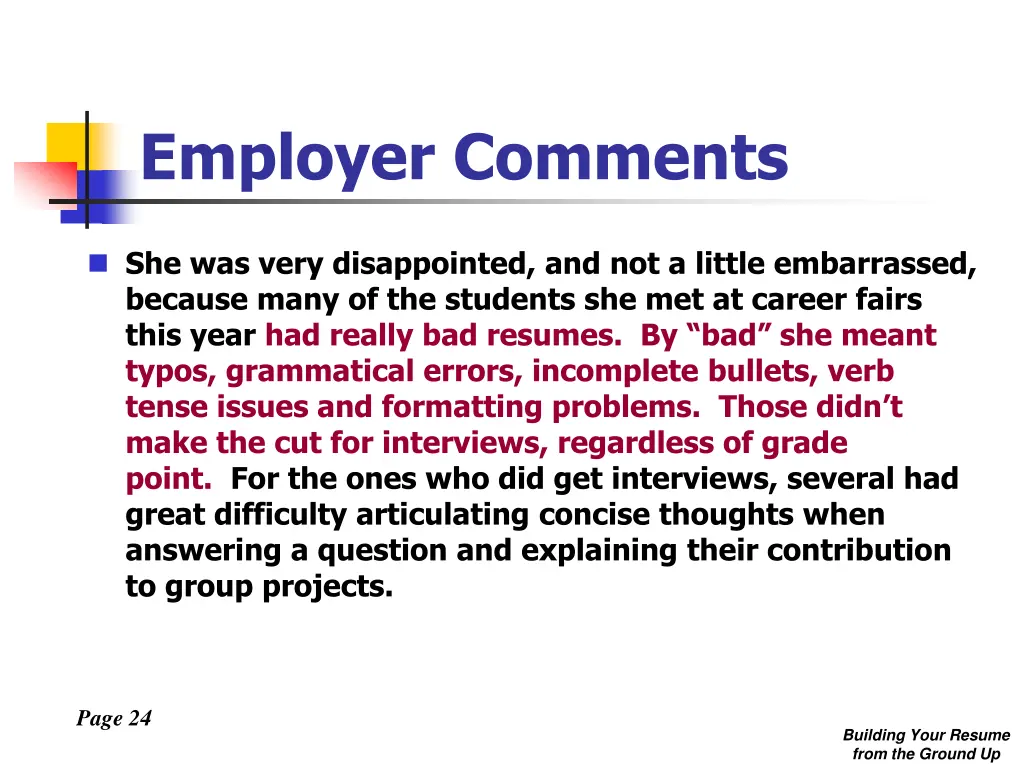 employer comments