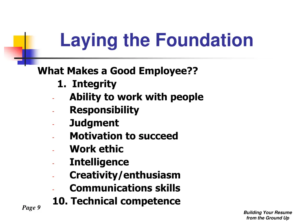 laying the foundation 1