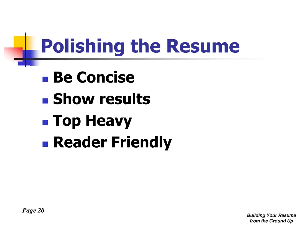 polishing the resume
