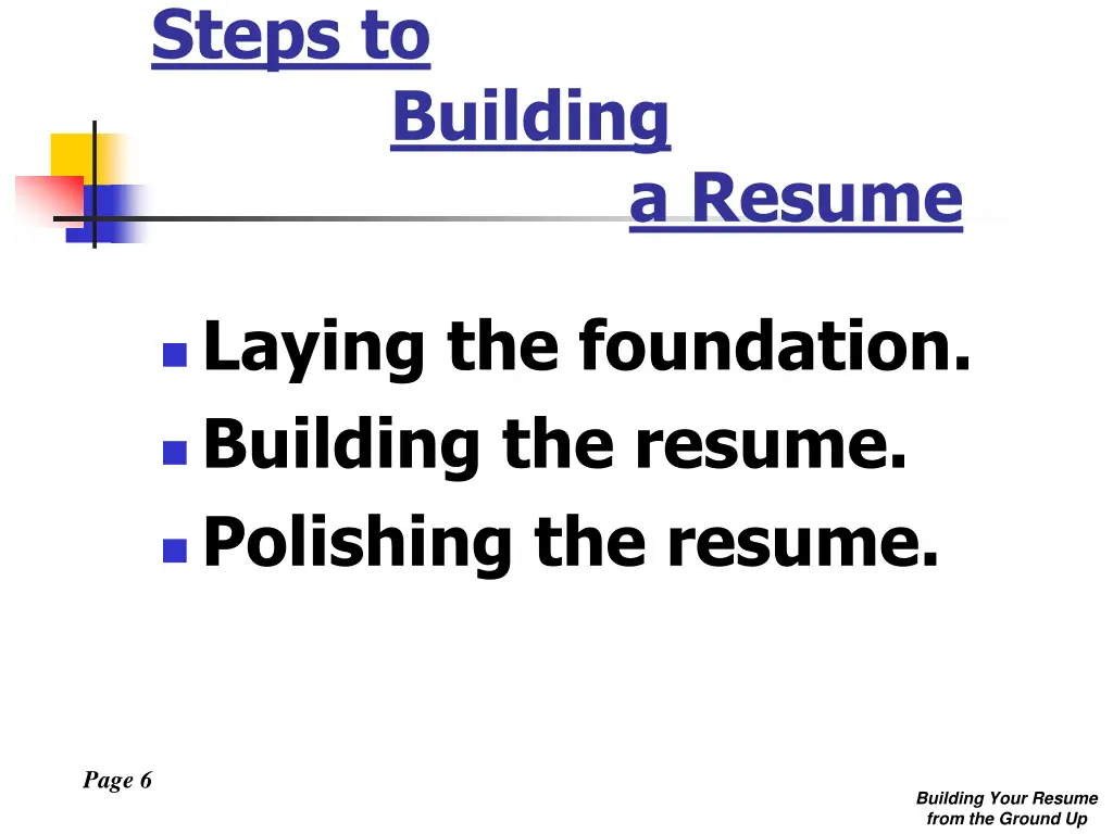steps to building a resume
