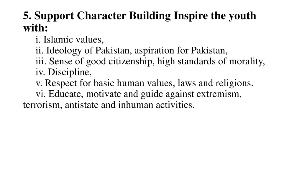 5 support character building inspire the youth