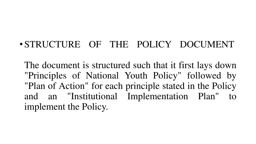 structure of the policy document