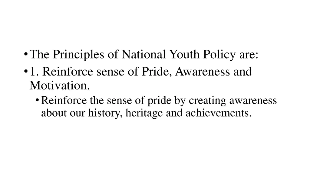 the principles of national youth policy