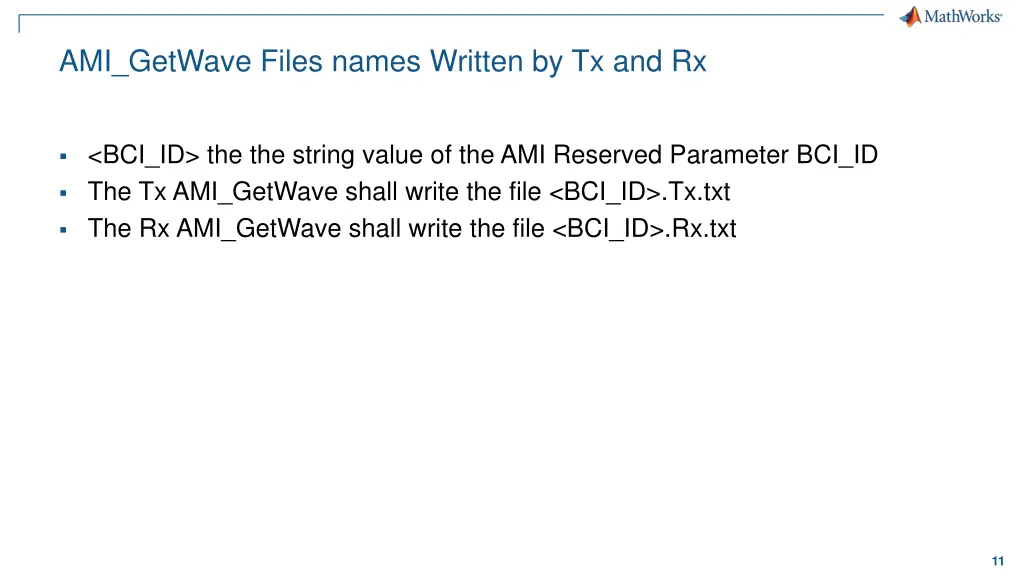 ami getwave files names written by tx and rx