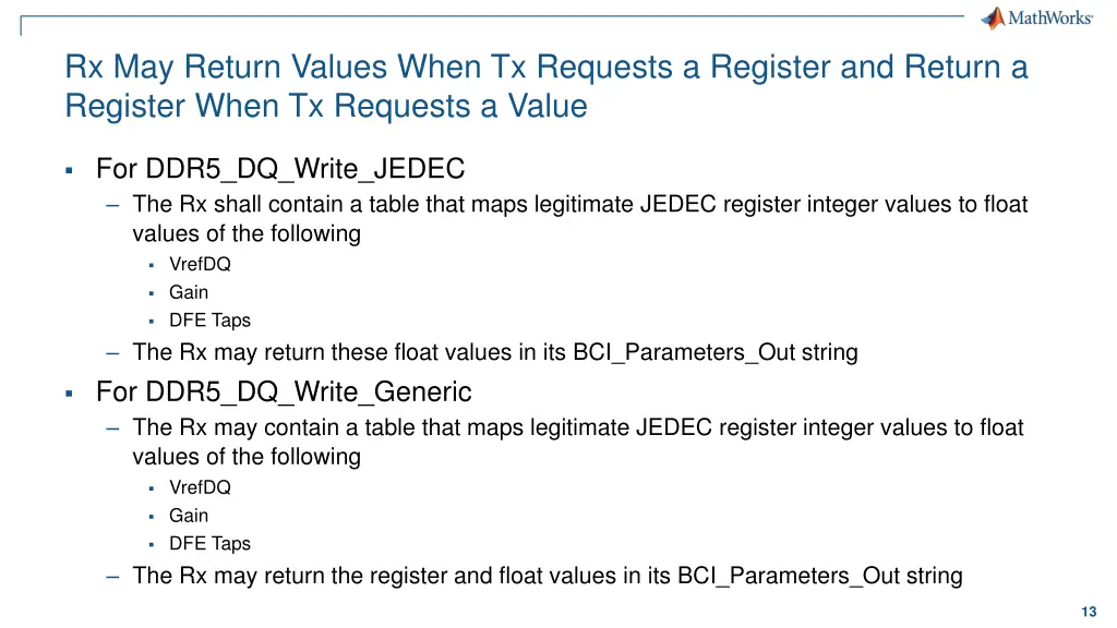 rx may return values when tx requests a register