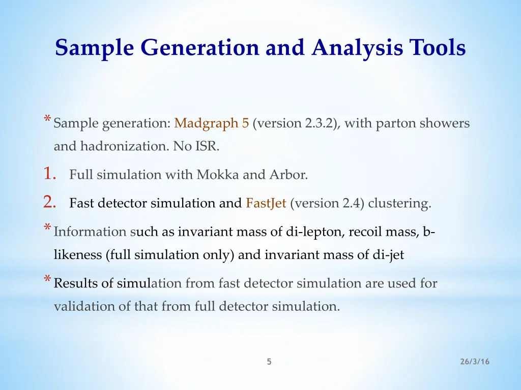 sample generation and analysis tools