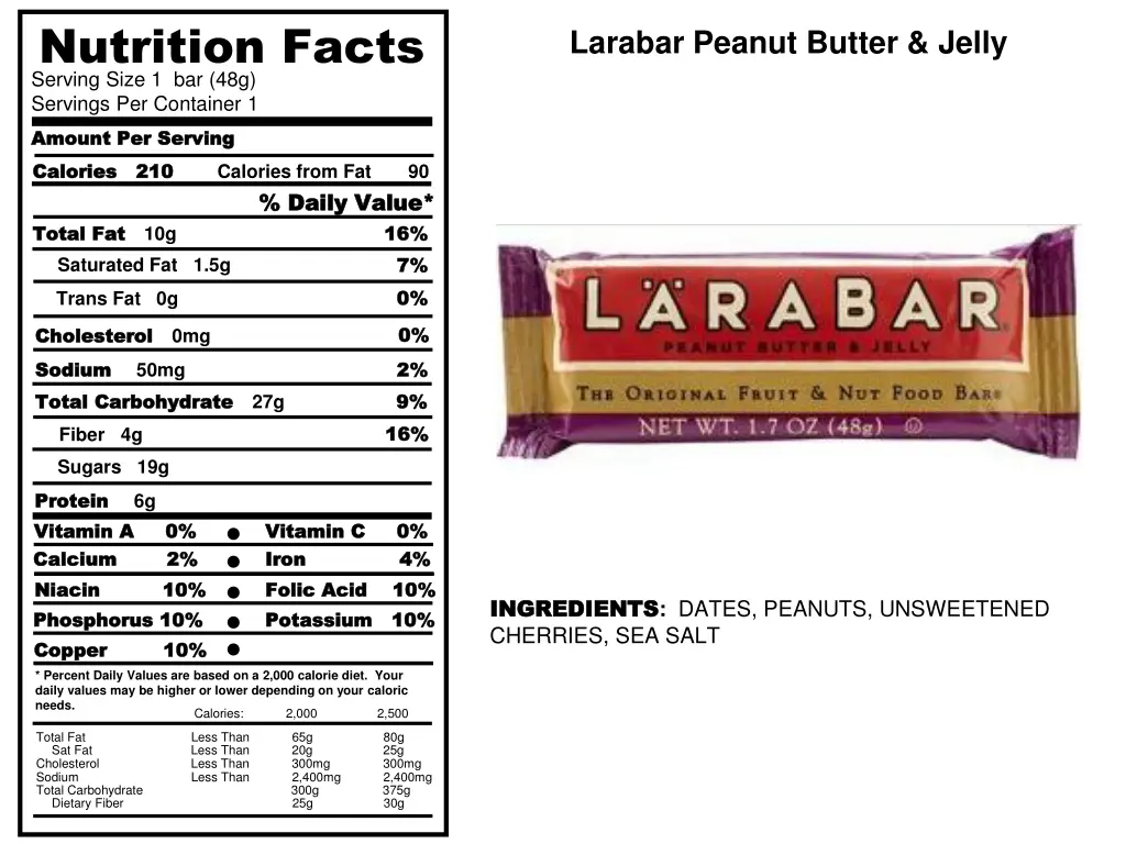 nutrition facts serving size 1 bar 48g servings
