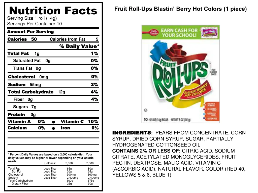 nutrition facts serving size 1 roll 14g servings