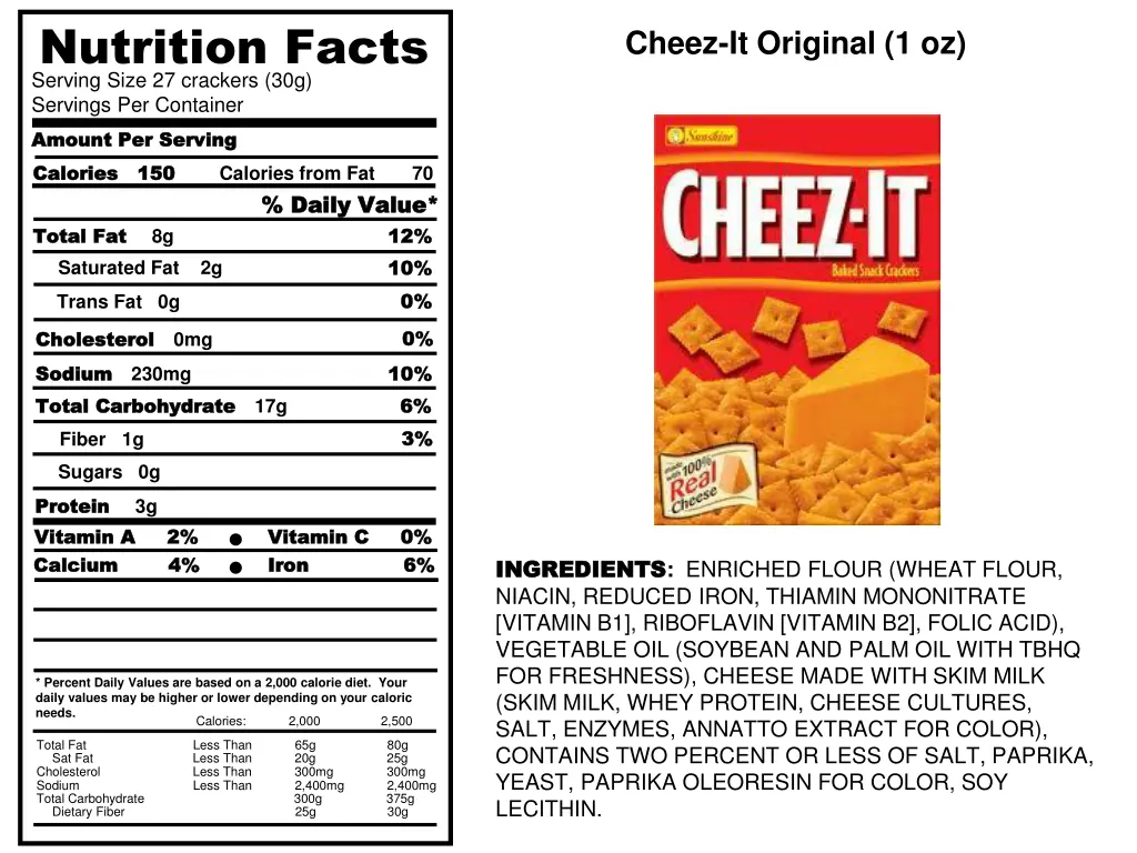 nutrition facts serving size 27 crackers