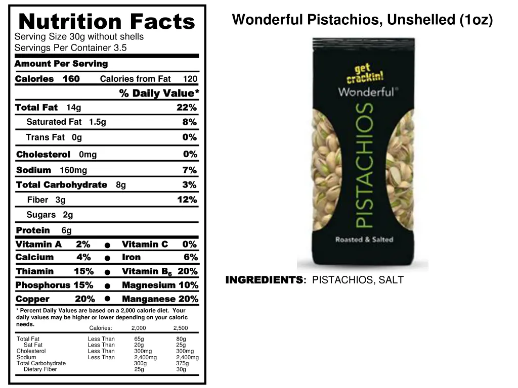nutrition facts serving size 30g without shells