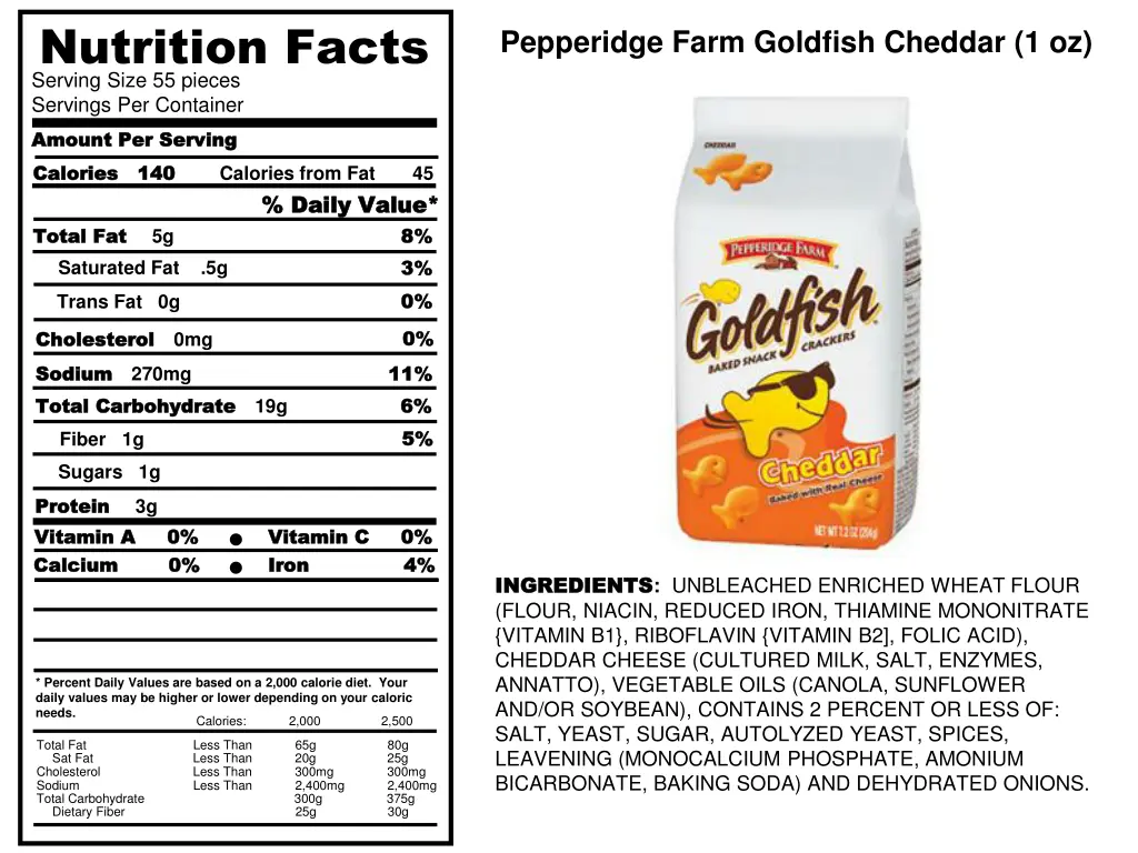 nutrition facts serving size 55 pieces servings